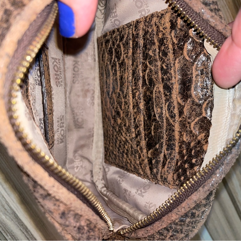 Michael Kors Brown Python Embossed Hamilton Leath… - image 7